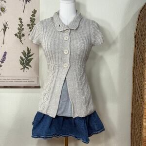 Vintage 90s Y2k Babydoll Cardigan Sweater Gloomy Coquette Cottage Vanilla Girl L